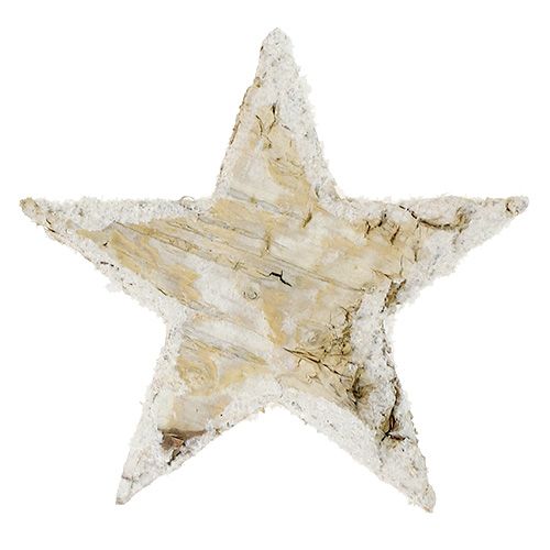 Product Birch stars natural snow-covered 6.5cm 30 pcs