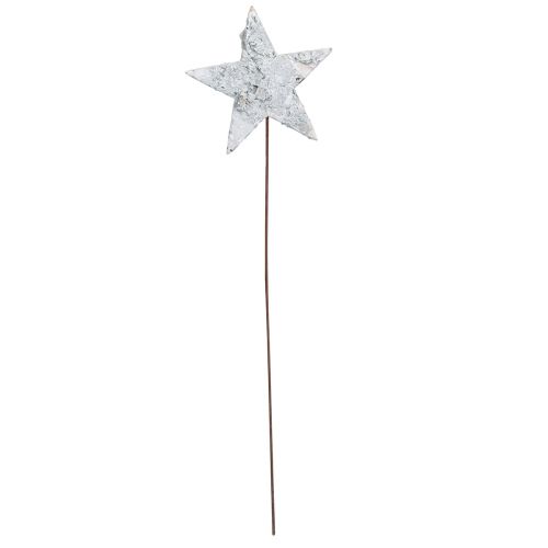 Product Birch stars on wire stars birch bark white 6cm 24 pcs