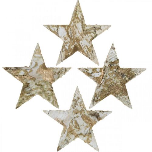 Floristik24 Decorative Star Birch Bark Birch Stars Natural, Golden 6.5cm 30 pcs