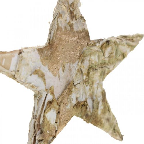 Product Decorative Star Birch Bark Birch Stars Natural, Golden 6.5cm 30 pcs