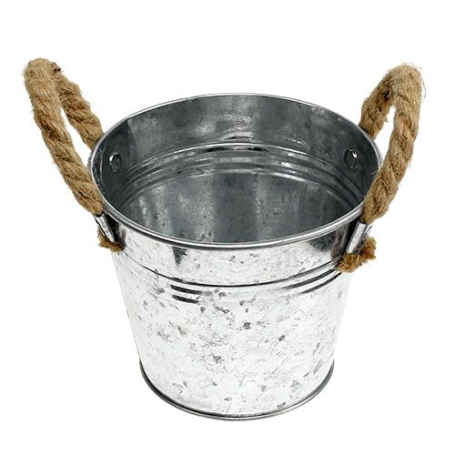 Product Metal bucket with rope handles shiny Ø12cm