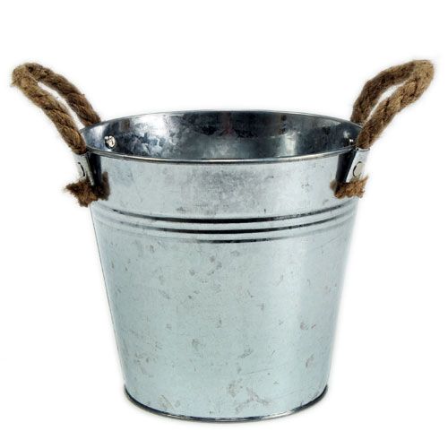 Floristik24 Metal bucket with rope handles shiny Ø25cm