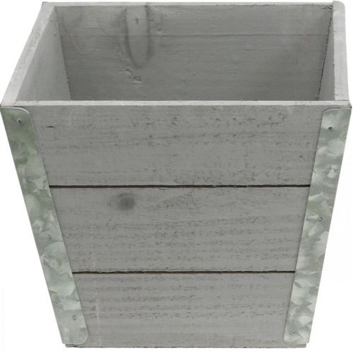 Product Flower box wooden planter shabby chic gray 19x19x15.5cm