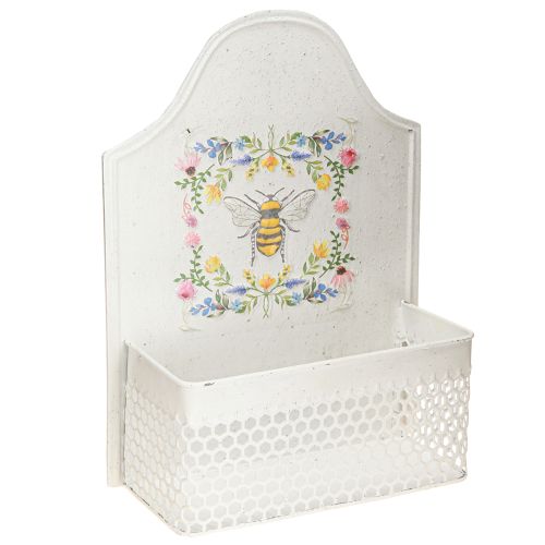 Product Hanging flower box metal bee cream colored L29cm