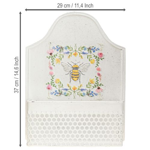 Product Hanging flower box metal bee cream colored L29cm