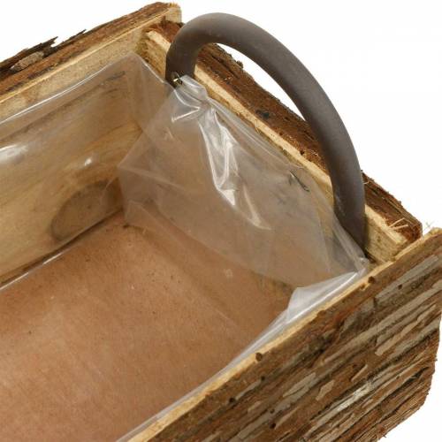 Floristik24 Flower box, wooden box with bark, plant pot with handles 38cm