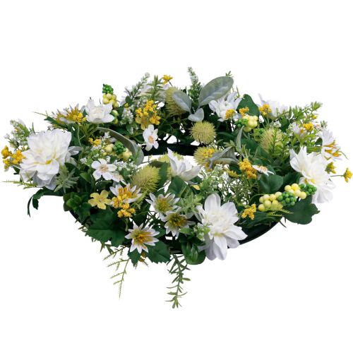 Product Door wreath wall decoration flowers dahlias banksia white Ø35cm