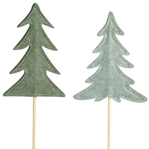 Flower stick felt decoration green Christmas tree 11x3.5cm 6 pcs