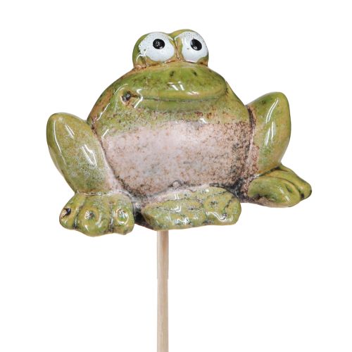 Flower Stick Frog Ceramic Green Brown 6x4x4.5cm 4 pcs