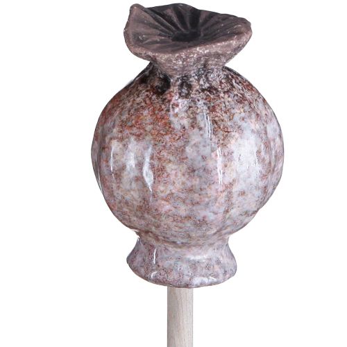 Product Flower Stick Wood Ceramic Poppy Decoration 3 Colors 35cm 6 Pcs