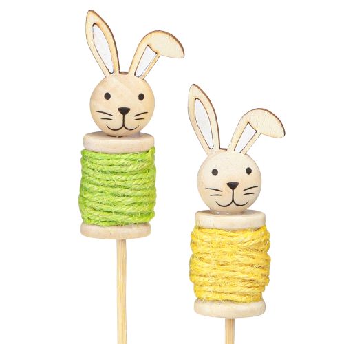 Flower Sticks Wood Easter Bunny Green Yellow L32cm 8 Pcs