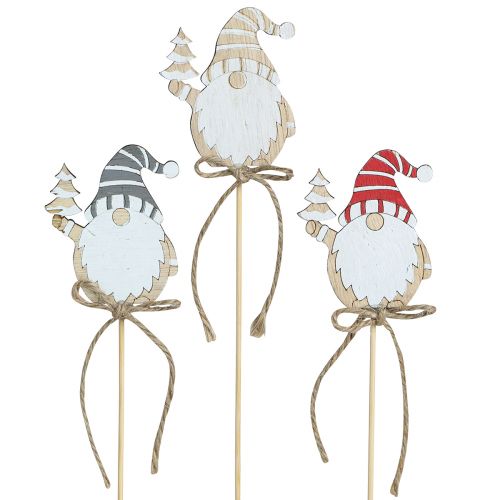 Flower sticks wooden Christmas gnome 5x8cm 12 pcs