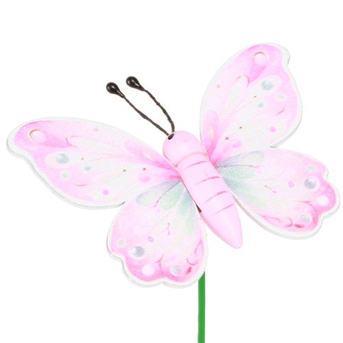 Product Flower Stick Butterfly Pink Green Orange 8x5.5cm 16 pcs