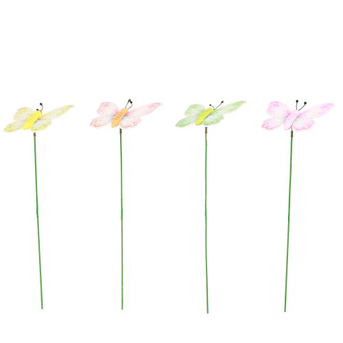 Product Flower Stick Butterfly Pink Green Orange 8x5.5cm 16 pcs