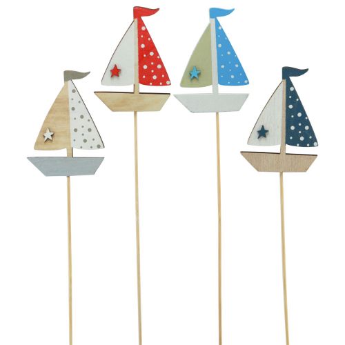 Floristik24 Flower stick boat sailing boat decoration wood colored 5.5x8cm 12pcs