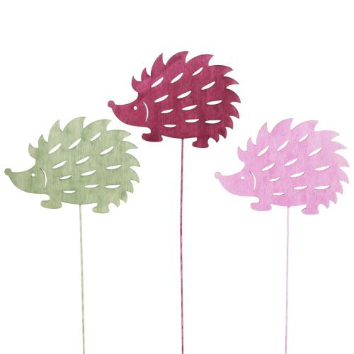 Flower plug wooden decorative plug hedgehog decoration color 10x7cm 18 pcs