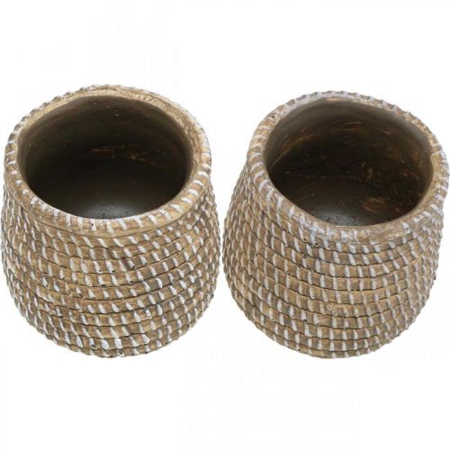Floristik24 Boho flower pot braided look pot ceramic Ø6cm H7.5cm 4pcs