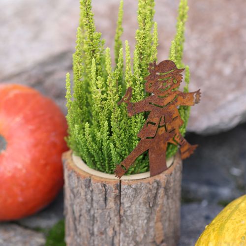 Product Flowerpot wooden planter scarecrow rust H24.5cm