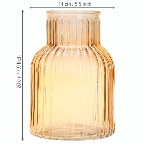 Product Flower vase glass in orange retro grooves Ø13.5cm H20cm
