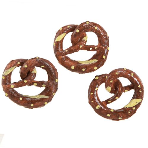 Pretzel decoration scatter decoration brown mini pretzels artificial 4cm 6 pcs