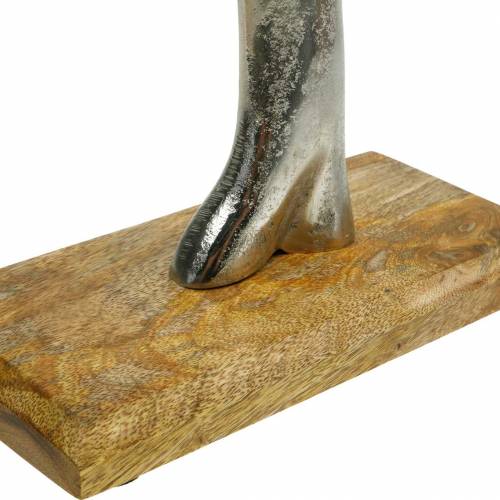 Floristik24 Metal tree, decorative beech on a wooden base, silver metal decoration, tree of life, mango wood