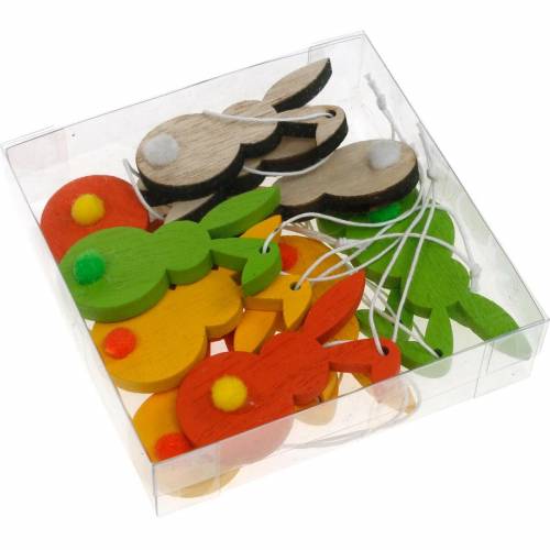 Floristik24 Colorful Easter bunny hanger wooden Easter decoration 12pcs
