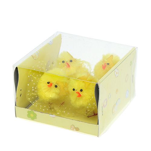 Product Chenille chick with dress, bow 5cm yellow 4pcs