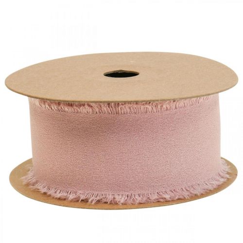 Product Chiffon ribbon pink fabric ribbon with fringes 40mm 15m