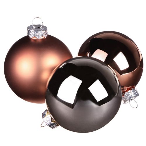 Christmas tree balls silver apricot glass balls Ø5cm 24 pcs