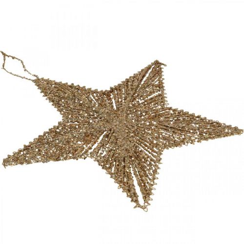 Product Christmas tree decoration, Advent decoration, star pendant golden W25.5cm 4pcs