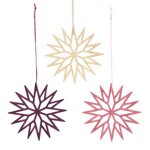 Product Christmas tree decoration wooden snowflake berry 10cm 12 pcs