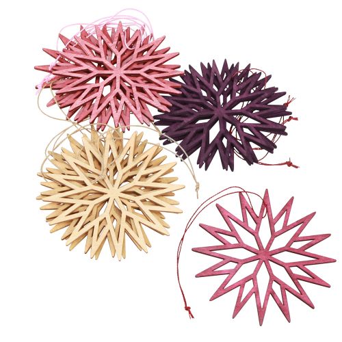 Product Christmas tree decoration wooden snowflake berry 10cm 12 pcs