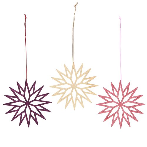 Product Christmas tree decoration wooden snowflake berry 10cm 12 pcs