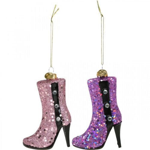 Product Christmas tree decorations glass stiletto boots high heels H10cm 2pcs