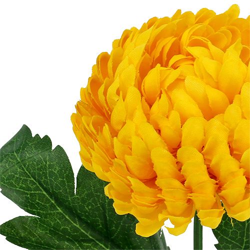 Product Chrysanthemum Yellow Silk Flowers Ø7cm L18cm 4pcs