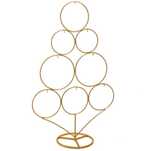 Decorative tree with hooks Christmas decoration metal matt gold H58cm