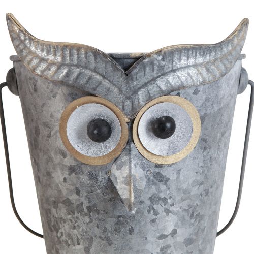 Product Decorative bucket owl planter zinc with handle Ø15/19cm set of 2