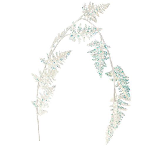 Floristik24 Decorative fern for hanging white blue glitter winter L110cm