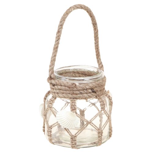 Product Decorative Glass Macrame Shells Maritime Ø11cm H12.5cm 2pcs