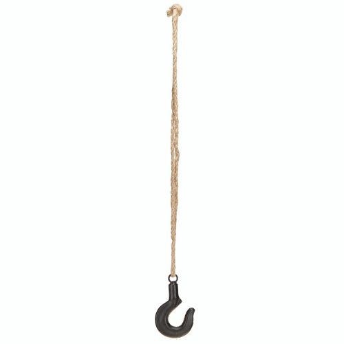 Product Decorative hook metal black hook with jute cord H54cm