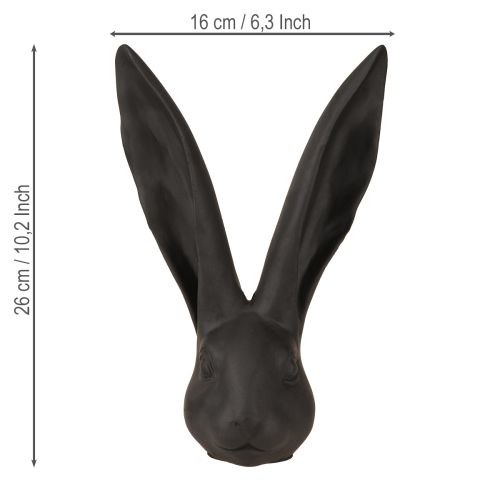 Floristik24 Decoration Rabbit Head Easter Decoration Black Matt Polyresin 26cm