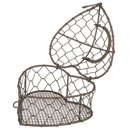 Product Decorative heart made of wire for filling vintage grey 14×13.5cm