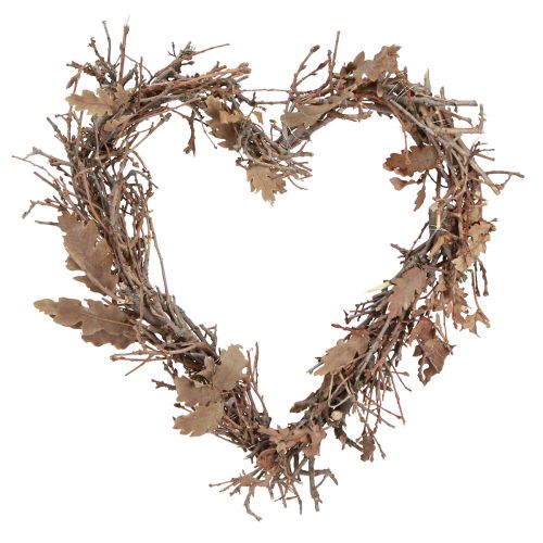 Decorative heart made of branches with oak leaves Oak branches Ø28cm