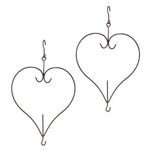 Product Decorative heart for hanging metal in dark brown H38cm 2pcs