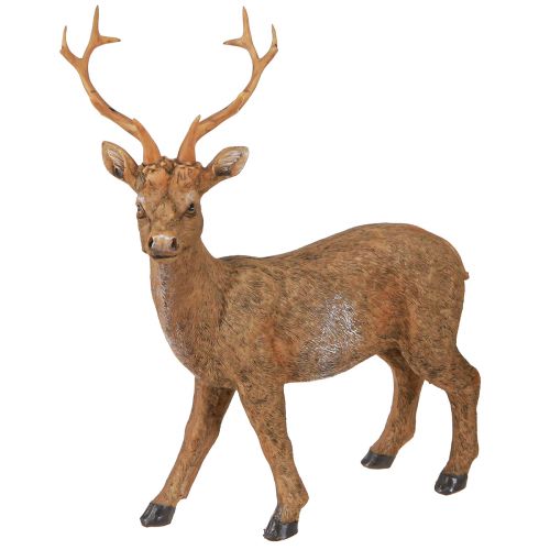 Decoration Deer Brown in Wood Look 19x8.5x22.5cm 2 pcs