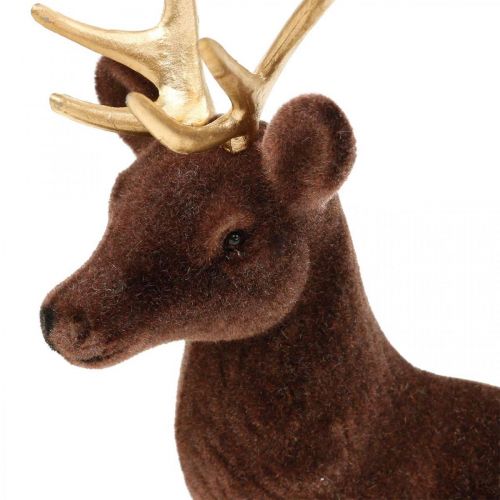 Product Decorative deer standing brown gold reindeer Christmas decoration 27cm