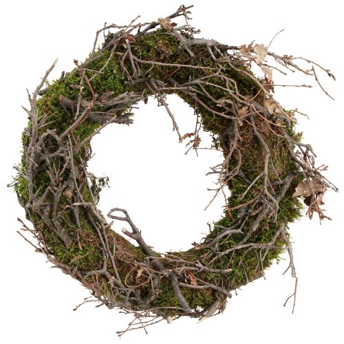 Decorative wreath moss wreath with bonsai branches natural Ø30cm