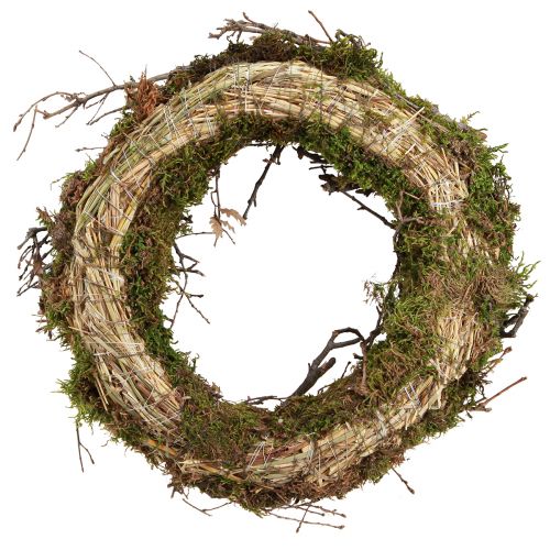 Product Decorative wreath moss wreath with bonsai branches natural Ø30cm