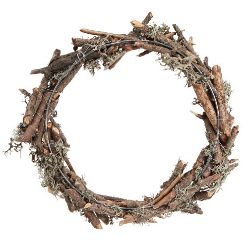 Product Decorative wreath with branches and lichen oak moss Ø30cm