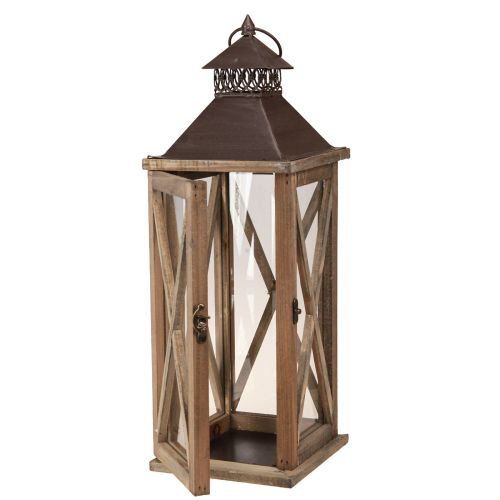 Floristik24 Decorative Lantern Wood Vintage Wooden Lantern Brown 17×17×50cm